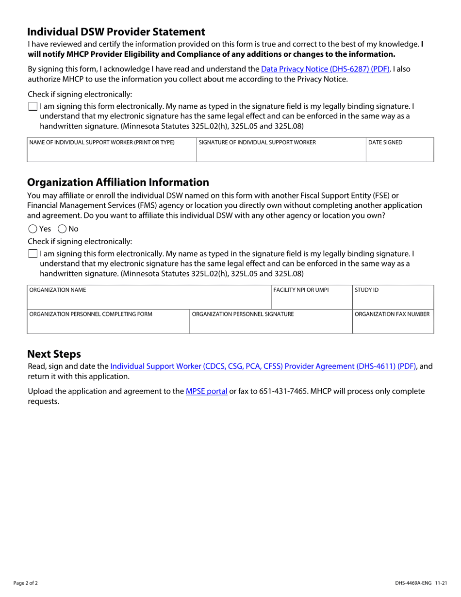Form DHS-4469A-ENG Individual Direct Support Worker Enrollment Application (Consumer Directed Community Supports (CDCs) and Consumer Support Grant (Csg)) - Minnesota Health Care Programs (Mhcp) - Minnesota, Page 3