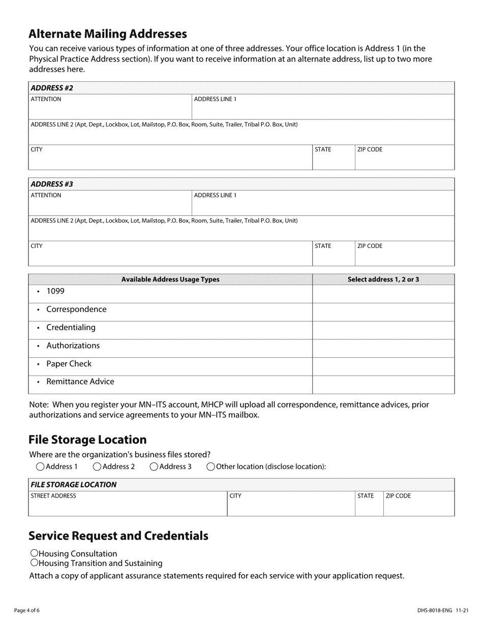 Form DHS8018ENG Fill Out, Sign Online and Download Fillable PDF, Minnesota Templateroller