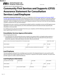 Form DHS-8141-ENG Community First Services and Supports (Cfss) Assurance Statement for Consultation Services Lead Employee - Minnesota Health Care Programs (Mhcp) - Minnesota