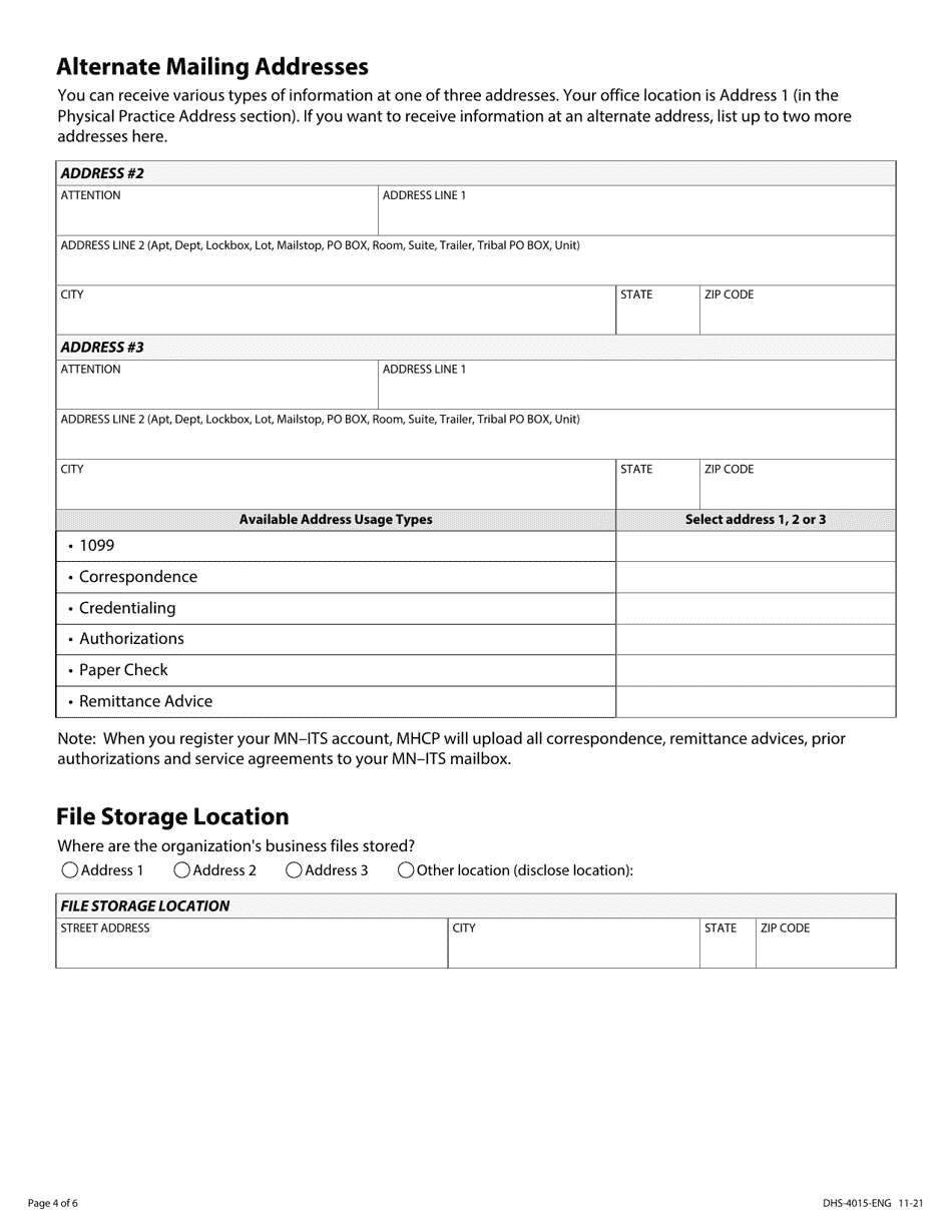 Form DHS-4015-ENG Home and Community Based Services (Hcbs) - Provider Enrollment Application - Minnesota Health Care Programs (Mhcp) - Minnesota, Page 4