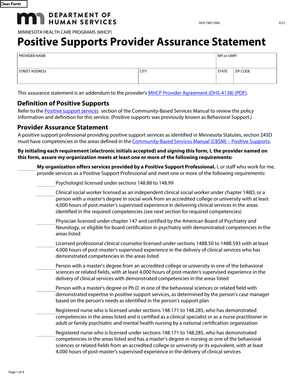 Form DHS7807ENG Fill Out, Sign Online and Download Fillable PDF