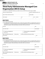 Document preview: Form DHS-5858-ENG Third Party Administrator Managed Care Organization (Mco) Setup - Minnesota Health Care Programs (Mhcp) - Minnesota