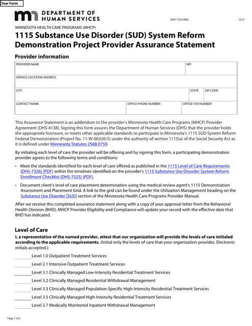 Form DHS-7323-ENG  Printable Pdf