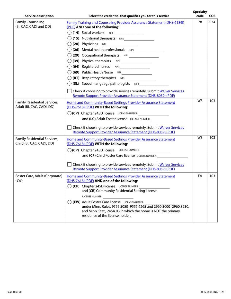 Form DHS-6638-ENG Home and Community-Based Services (Hcbs) Programs Service Request - Minnesota Health Care Programs (Mhcp) - Minnesota, Page 10