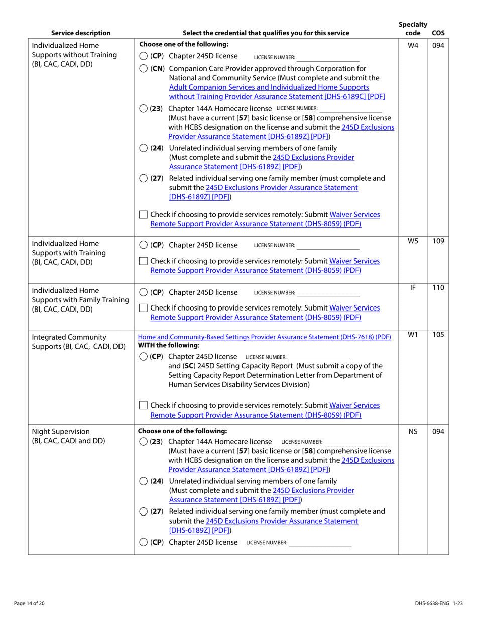 Form DHS-6638-ENG Home and Community-Based Services (Hcbs) Programs Service Request - Minnesota Health Care Programs (Mhcp) - Minnesota, Page 14