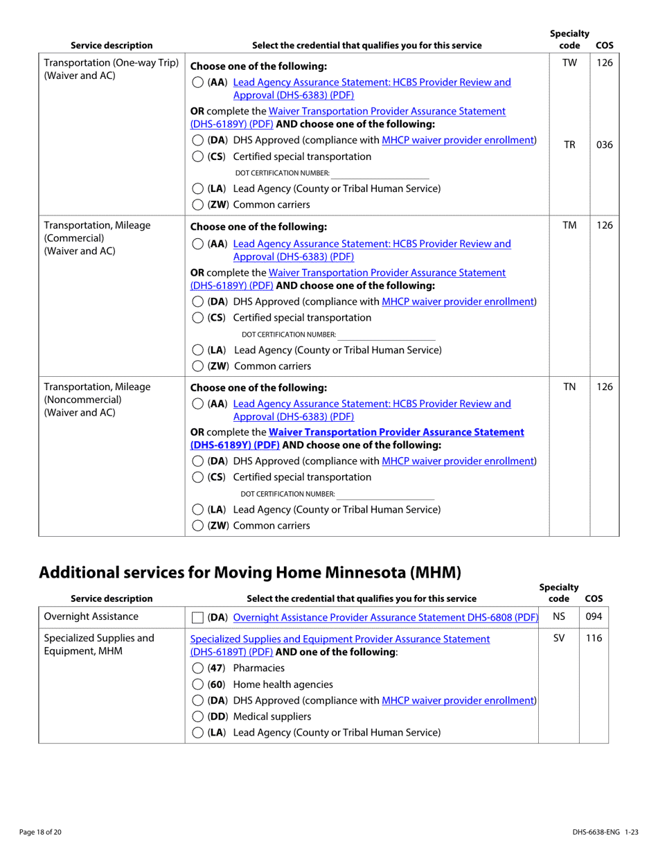 Form DHS-6638-ENG Home and Community-Based Services (Hcbs) Programs Service Request - Minnesota Health Care Programs (Mhcp) - Minnesota, Page 18