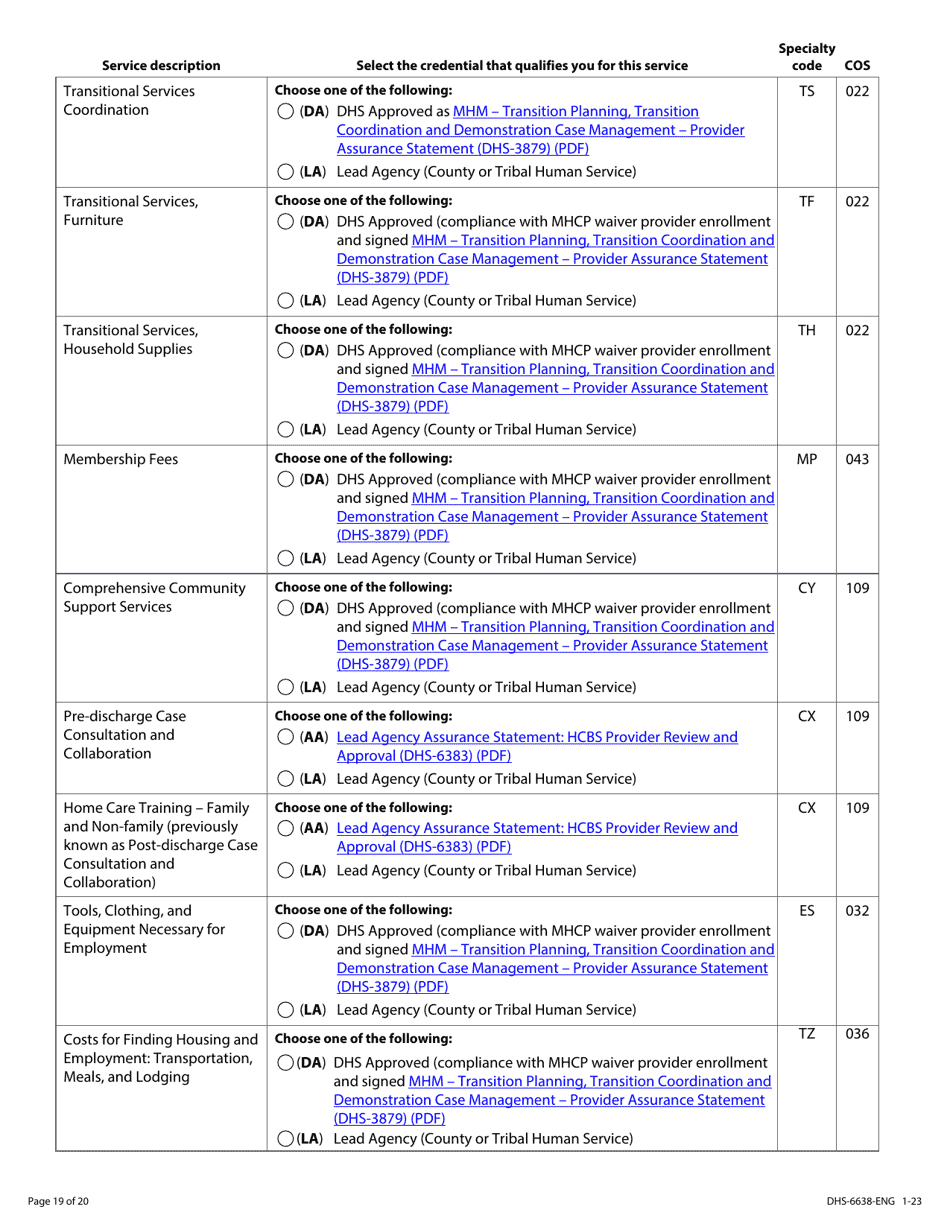 Form DHS-6638-ENG Home and Community-Based Services (Hcbs) Programs Service Request - Minnesota Health Care Programs (Mhcp) - Minnesota, Page 19