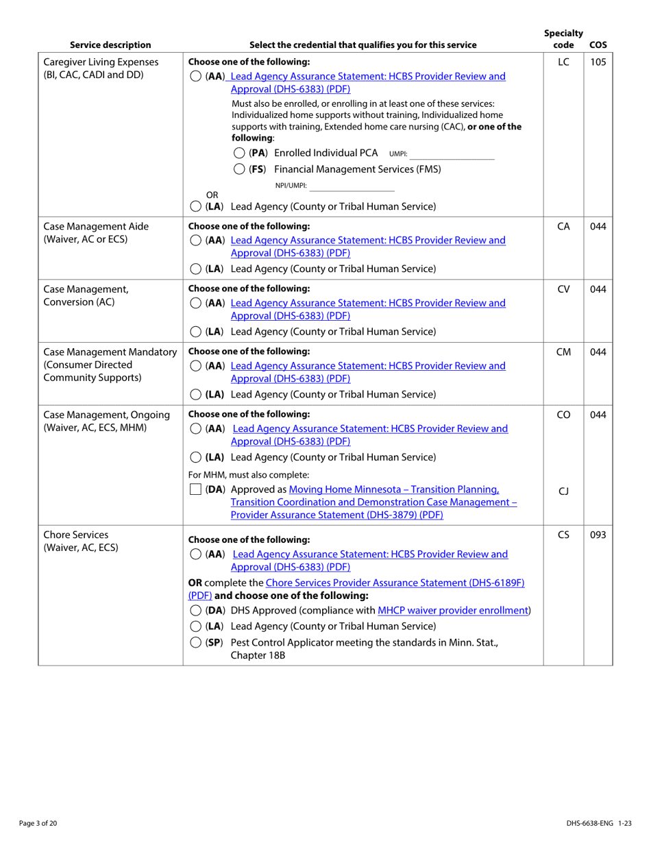 Form DHS-6638-ENG Home and Community-Based Services (Hcbs) Programs Service Request - Minnesota Health Care Programs (Mhcp) - Minnesota, Page 3