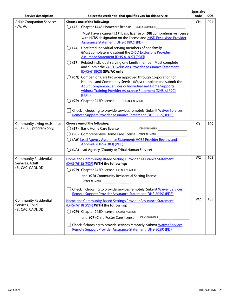 Form DHS-6638-ENG Home and Community-Based Services (Hcbs) Programs Service Request - Minnesota Health Care Programs (Mhcp) - Minnesota, Page 4