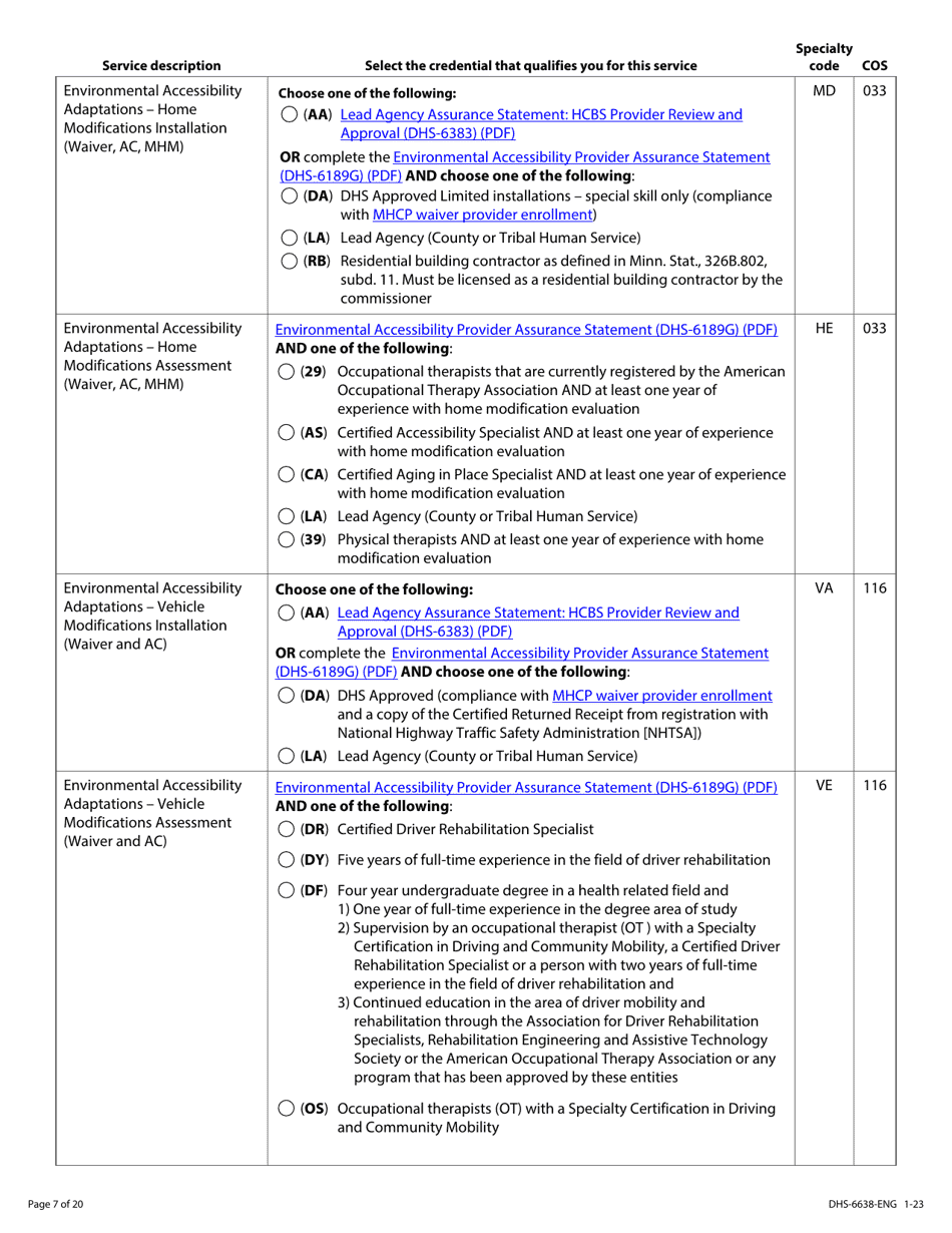 Form DHS-6638-ENG Home and Community-Based Services (Hcbs) Programs Service Request - Minnesota Health Care Programs (Mhcp) - Minnesota, Page 7