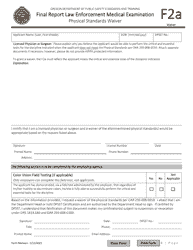 Form F2A Final Report Law Enforcement Medical Examination - Oregon, Page 4