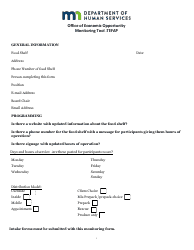 Document preview: Monitor Forms for Shelf and Onsite - the Emergency Food Assistance Program (Tefap) - Minnesota