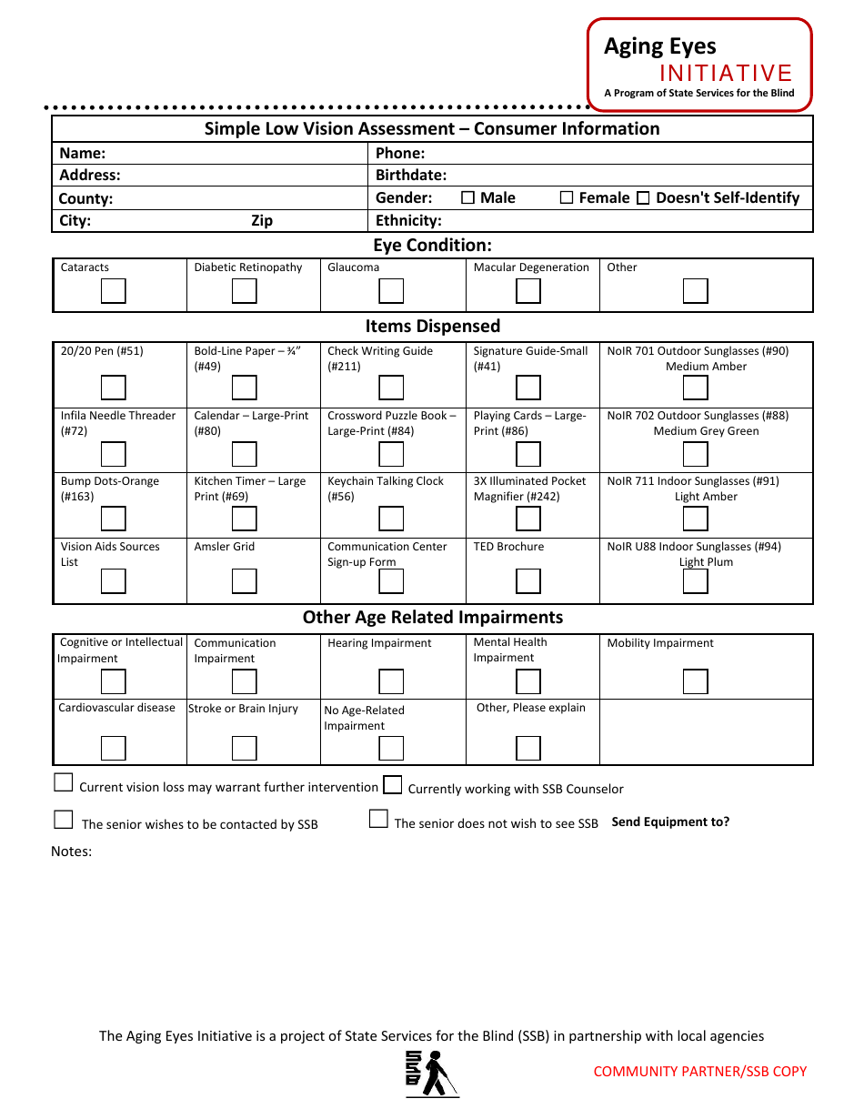 Simple Low Vision Assessment - Minnesota, Page 1