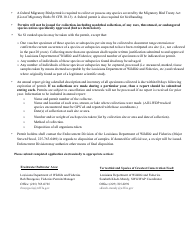 Scientific Research and Collecting Permit Application - Louisiana, Page 2