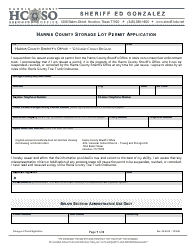 Document preview: Storage Lot Permit Application - Harris County, Texas