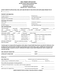 Document preview: Well Permit Application - Apline County, California