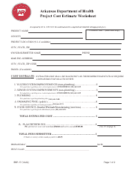 Document preview: Form EHP-17 Project Cost Estimate Worksheet - Arkansas