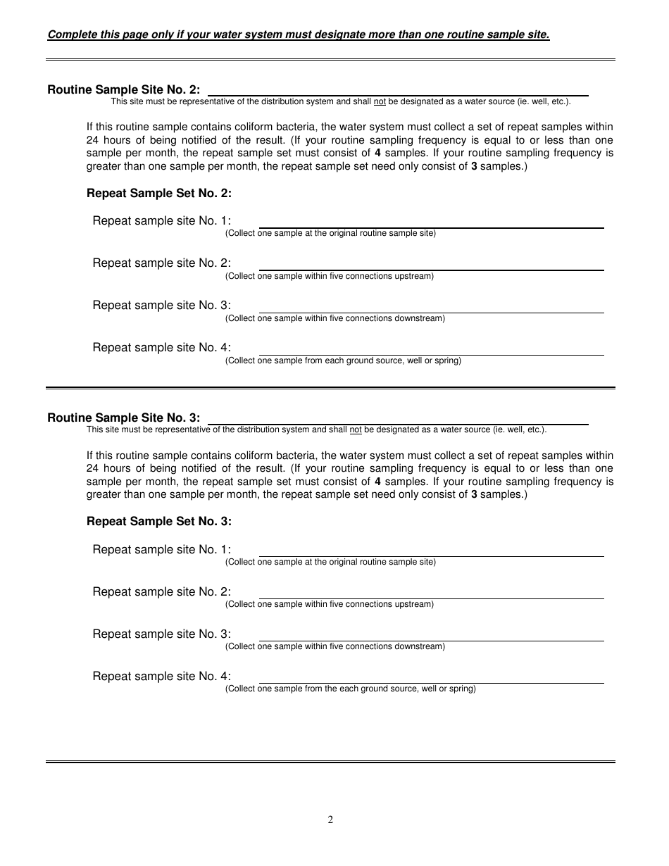 Apline County, California Water System Bacteriological Sampling Plan