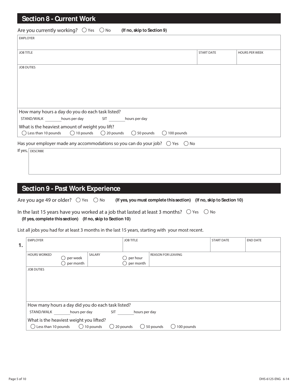 Form DHS-6125-ENG State Medical Review Team (Smrt) Adult Disability Worksheet - Minnesota, Page 5