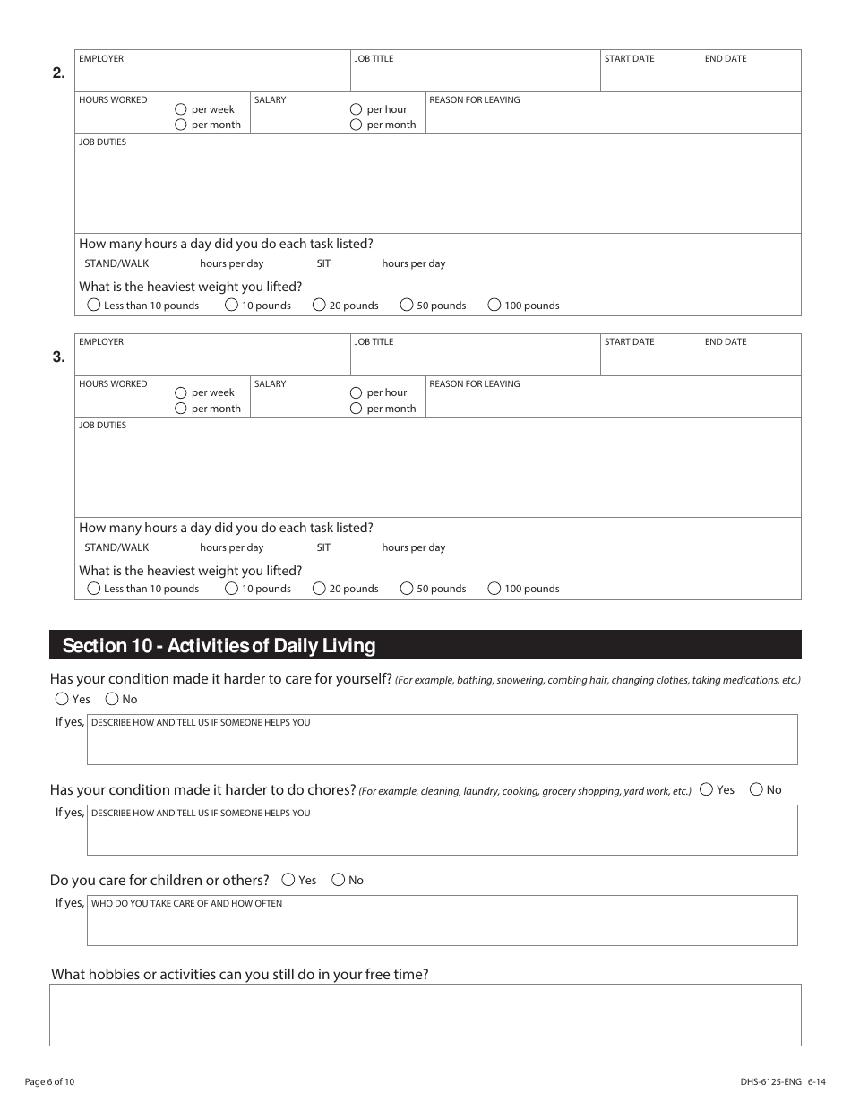 Form DHS-6125-ENG State Medical Review Team (Smrt) Adult Disability Worksheet - Minnesota, Page 6