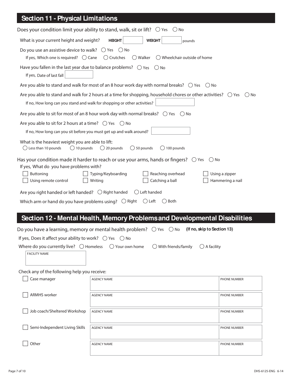Form DHS-6125-ENG State Medical Review Team (Smrt) Adult Disability Worksheet - Minnesota, Page 7