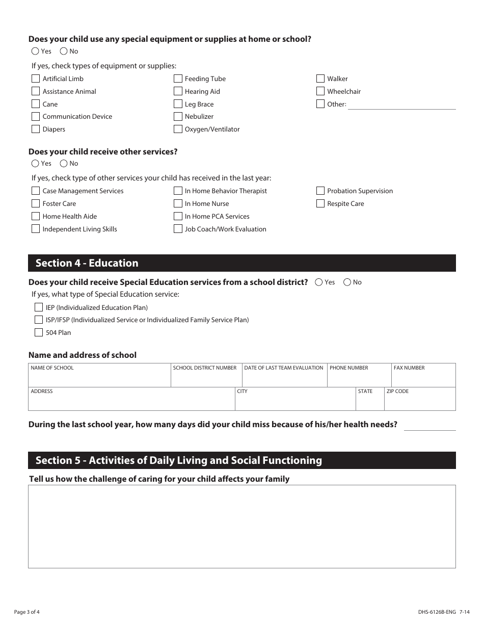 Form DHS-6126B-ENG State Medical Review Team (Smrt) Childrens Continuing Disability Review Worksheet - Minnesota, Page 3