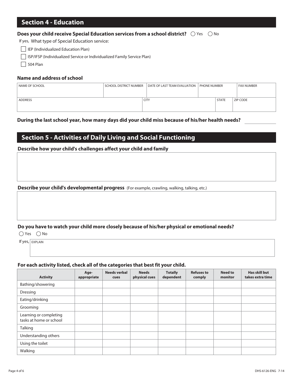 Form DHS-6126-ENG State Medical Review Team (Smrt) Childrens Disability Worksheet - Minnesota, Page 4