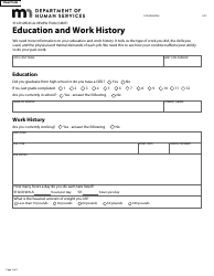 Form DHS-3883-ENG Education and Work History - Minnesota