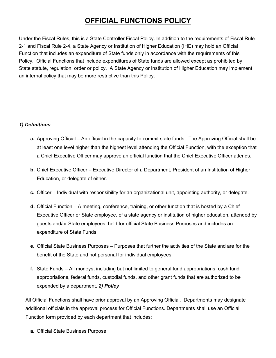 Official Functions Commitment Request - Colorado, Page 3