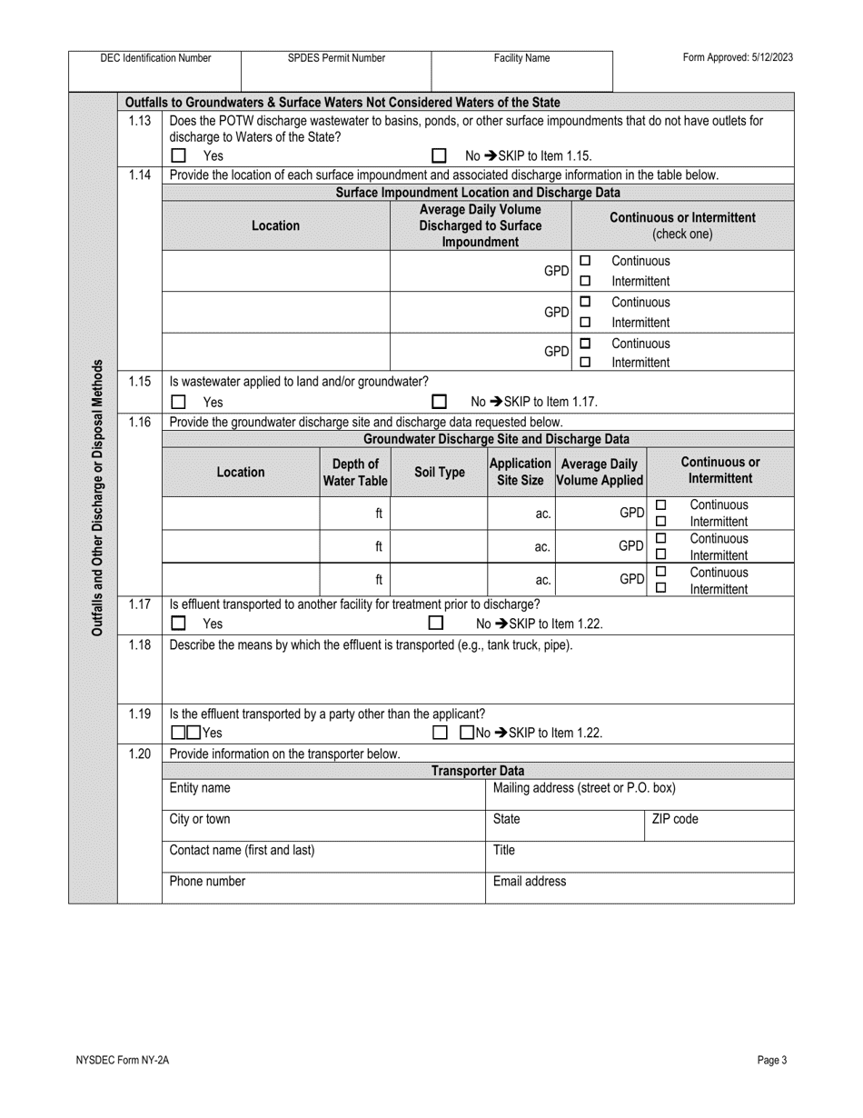DEC Form NY-2A Application for Spdes Permit to Discharge Wastewater New and Existing Publicly Owned Treatment Works - New York, Page 15