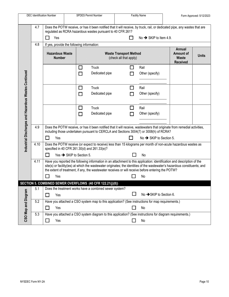 DEC Form NY-2A Download Fillable PDF or Fill Online Application for ...