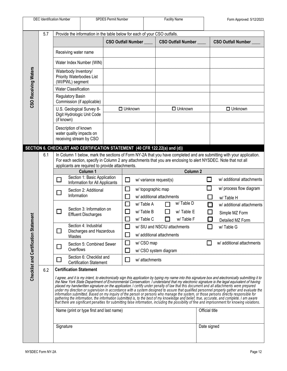 DEC Form NY-2A Application for Spdes Permit to Discharge Wastewater New and Existing Publicly Owned Treatment Works - New York, Page 24
