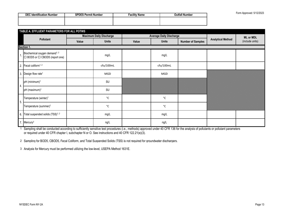 DEC Form NY-2A Application for Spdes Permit to Discharge Wastewater New and Existing Publicly Owned Treatment Works - New York, Page 25