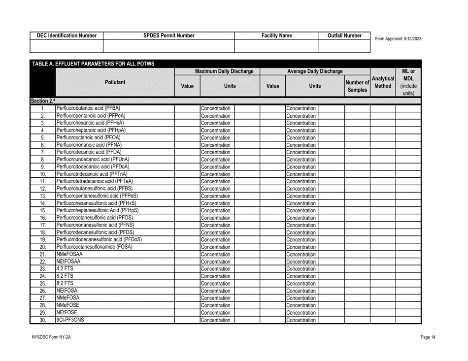 DEC Form NY-2A Application for Spdes Permit to Discharge Wastewater New and Existing Publicly Owned Treatment Works - New York, Page 26