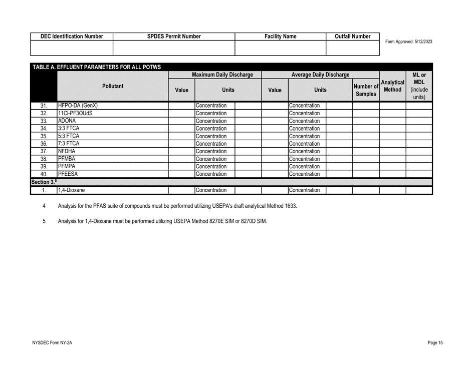 DEC Form NY-2A Application for Spdes Permit to Discharge Wastewater New and Existing Publicly Owned Treatment Works - New York, Page 27