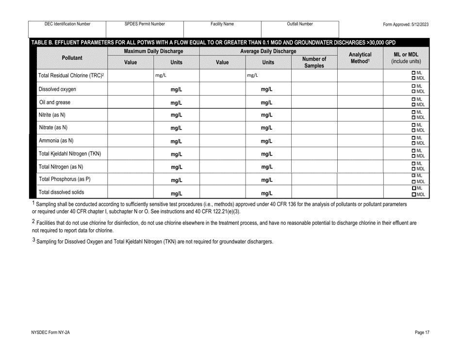 DEC Form NY-2A Application for Spdes Permit to Discharge Wastewater New and Existing Publicly Owned Treatment Works - New York, Page 29