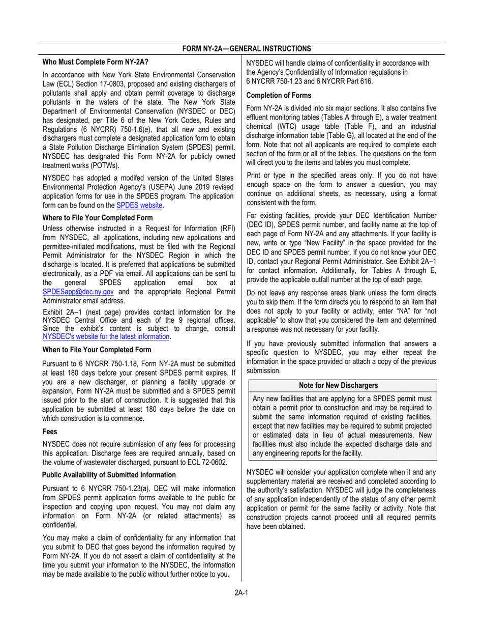 DEC Form NY-2A Application for Spdes Permit to Discharge Wastewater New and Existing Publicly Owned Treatment Works - New York, Page 2
