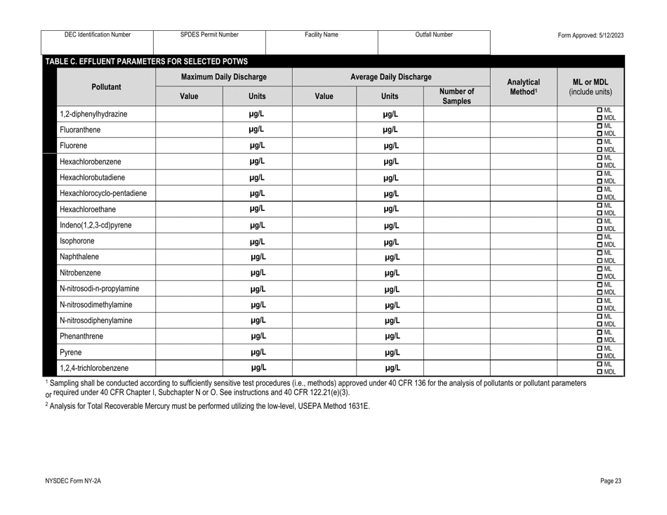 DEC Form NY-2A Application for Spdes Permit to Discharge Wastewater New and Existing Publicly Owned Treatment Works - New York, Page 35