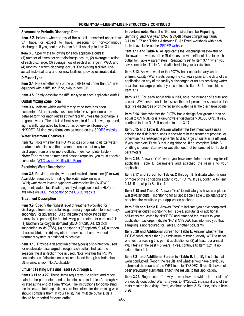 DEC Form NY-2A Application for Spdes Permit to Discharge Wastewater New and Existing Publicly Owned Treatment Works - New York, Page 6