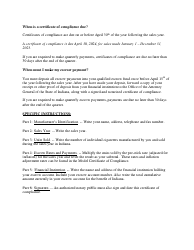 Certificate of Compliance by Non-participating Manufacturer Regarding Quarterly Escrow Payment - Indiana, Page 2