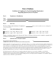 Certificate of Compliance by Non-participating Manufacturer Regarding Quarterly Escrow Payment - Indiana, Page 3