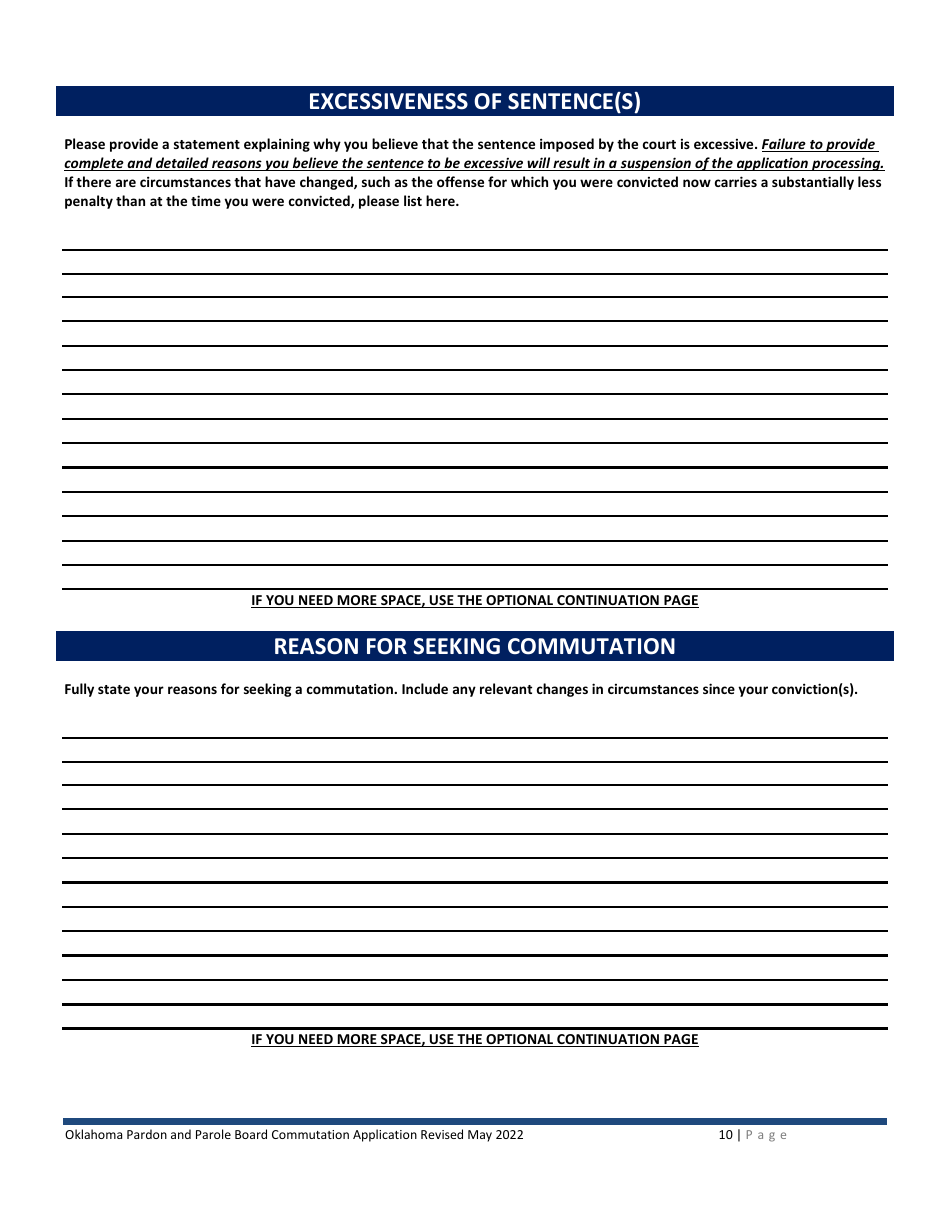 Application for Commutation - Oklahoma, Page 10
