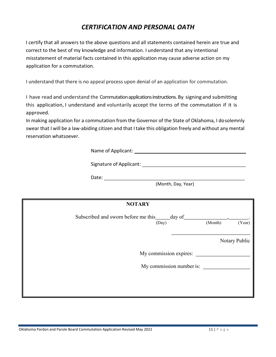 Application for Commutation - Oklahoma, Page 11