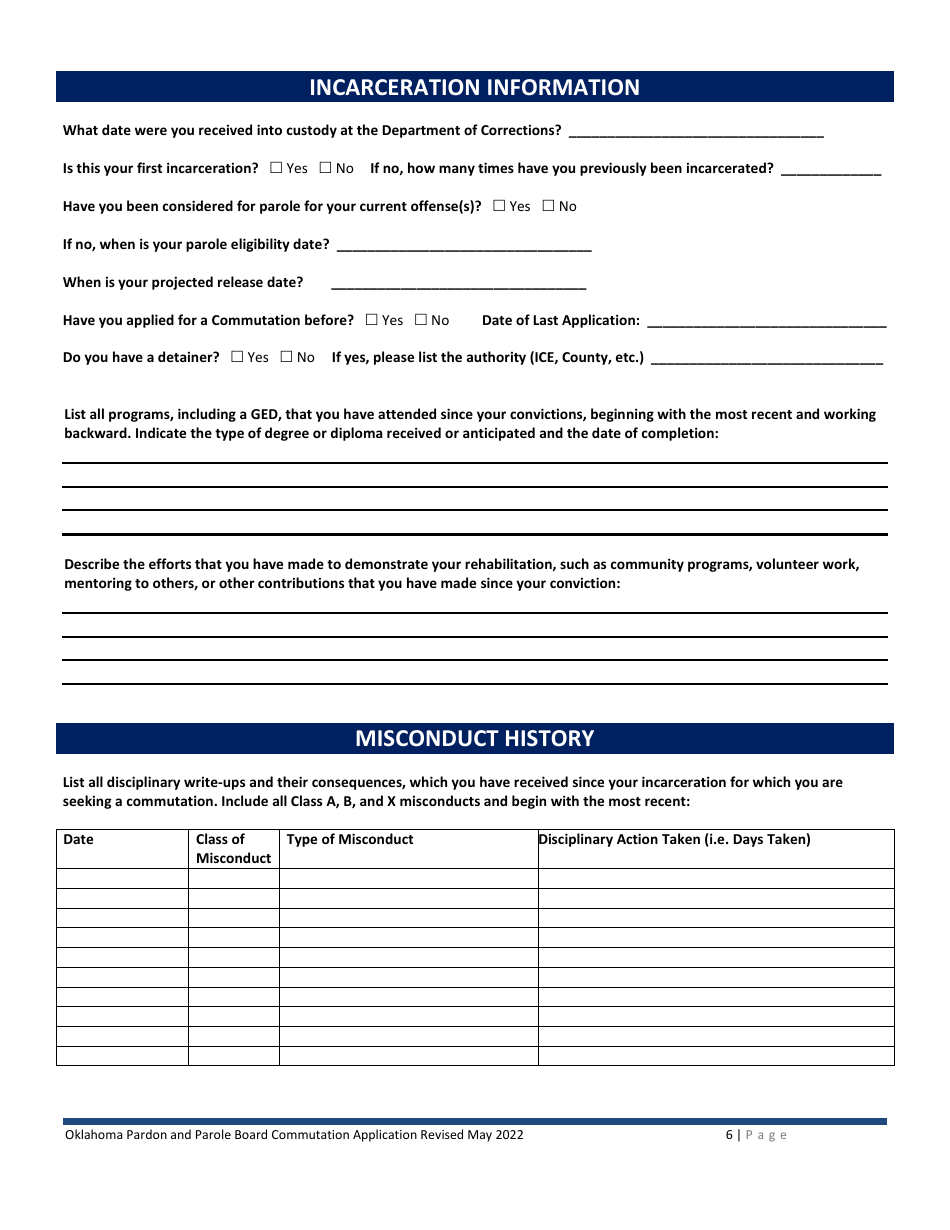 Application for Commutation - Oklahoma, Page 6