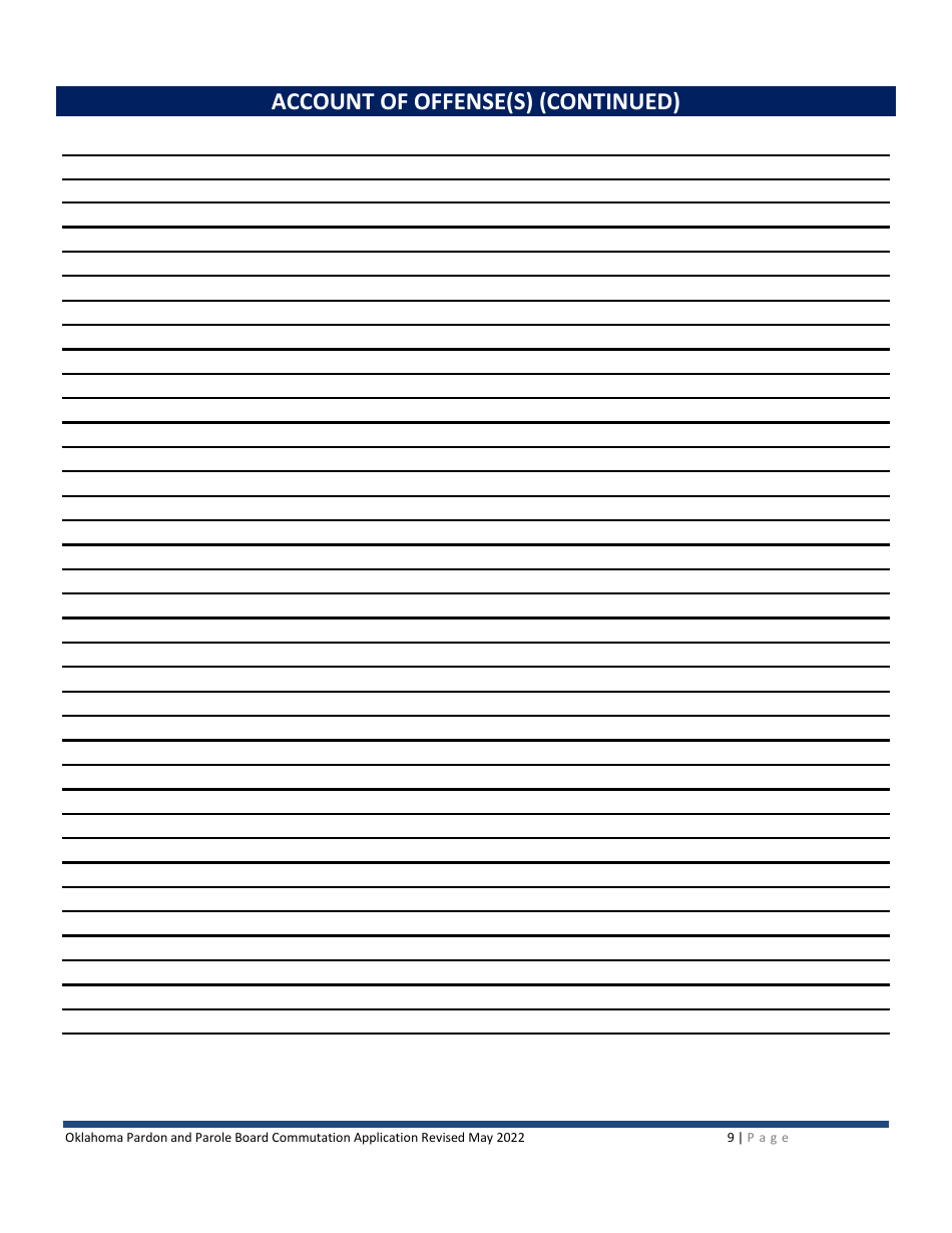 Application for Commutation - Oklahoma, Page 9