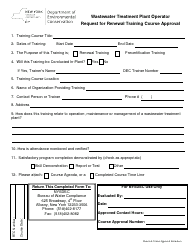 Request for Approval of Wastewater Treatment Plant Operator Renewal Training - New York