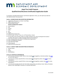 Document preview: Instructions for Qualified Small Business Certification Application - Angel Tax Credit Program - Minnesota