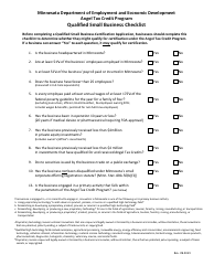 Document preview: Qualified Small Business Checklist - Angel Tax Credit Program - Minnesota