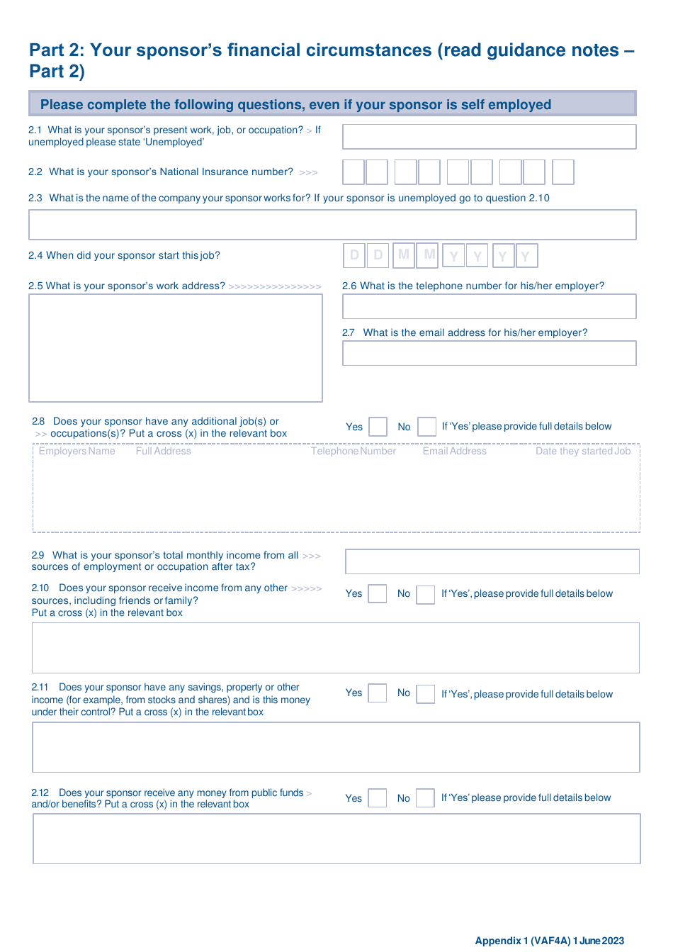 Form VAF4A Appendix 1 Family Settlement Application - United Kingdom, Page 4