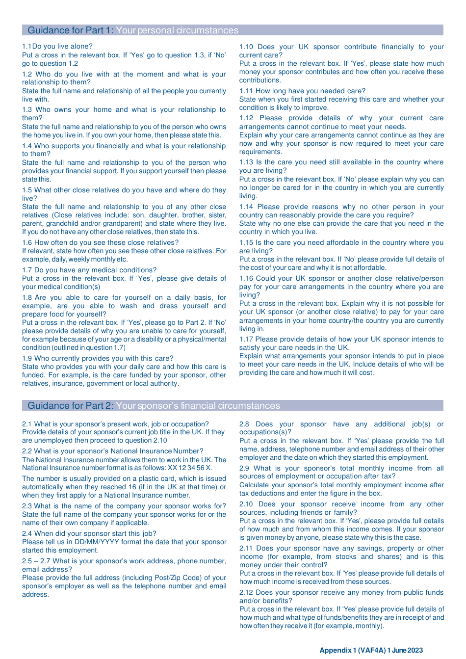 Form VAF4A Appendix 1 Family Settlement Application - United Kingdom, Page 8